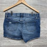 Side Panel Distressed Denim Midi Shorts 8/Medium