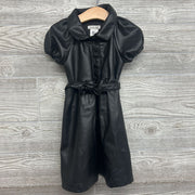 Faux Leather 1/4 Button Dress W/ Bow Belt 4T