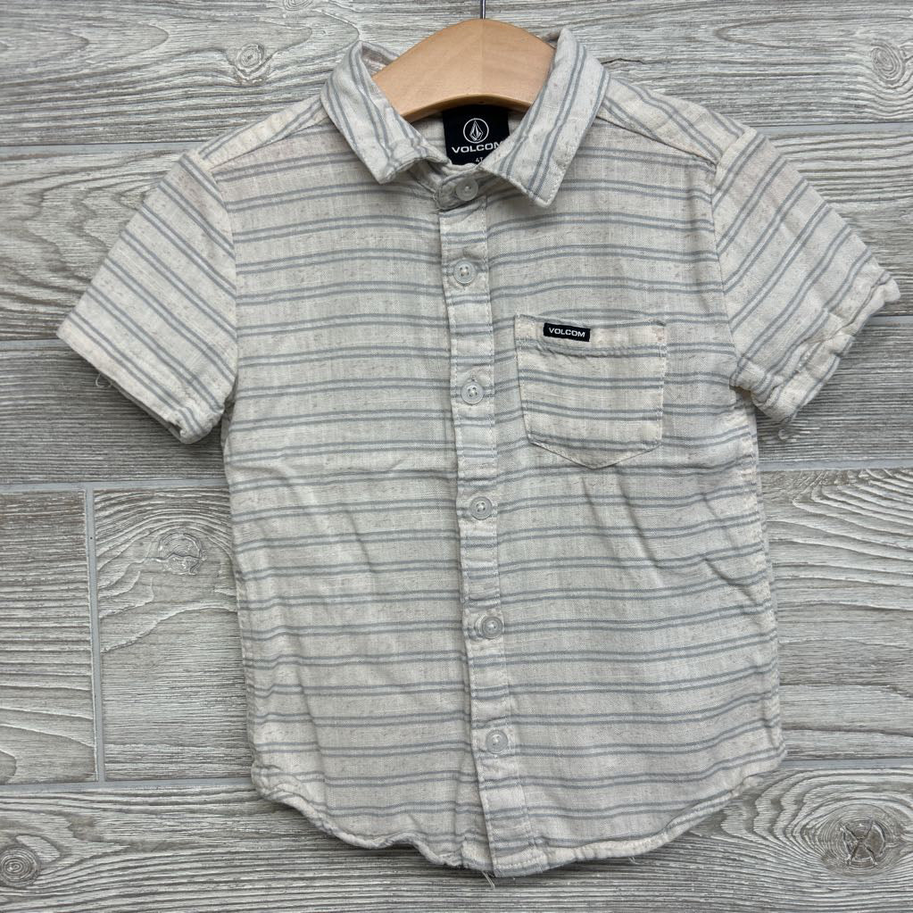 Linen Blend Button Up Shirt Stripes 4T