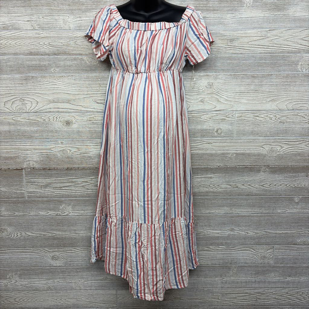 Off The Shoulder Maxi Dress Stripes Medium