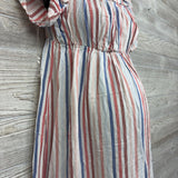Off The Shoulder Maxi Dress Stripes Medium