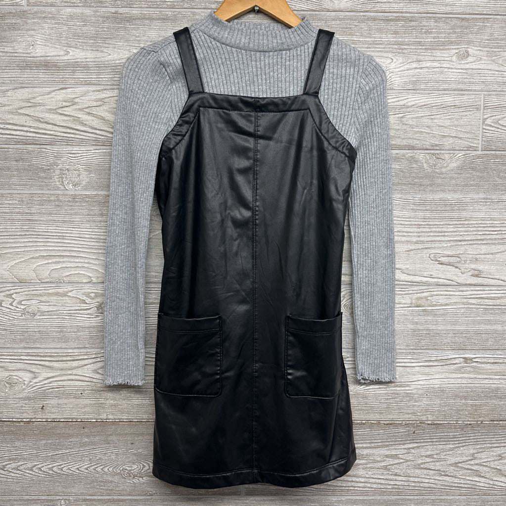 Faux Leather Jumper & LS Ribbed Mock Neck Shirt Shimmer 10-12