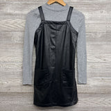 Faux Leather Jumper & LS Ribbed Mock Neck Shirt Shimmer 10-12