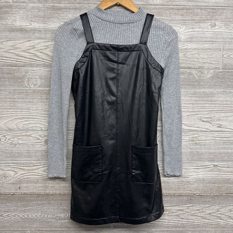 Faux Leather Jumper & LS Ribbed Mock Neck Shirt Shimmer 10-12