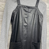 Faux Leather Jumper & LS Ribbed Mock Neck Shirt Shimmer 10-12