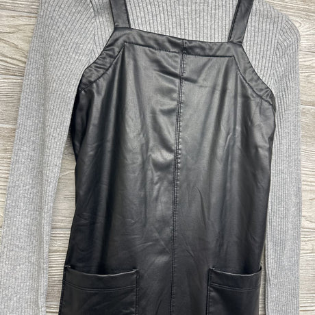 Faux Leather Jumper & LS Ribbed Mock Neck Shirt Shimmer 10-12