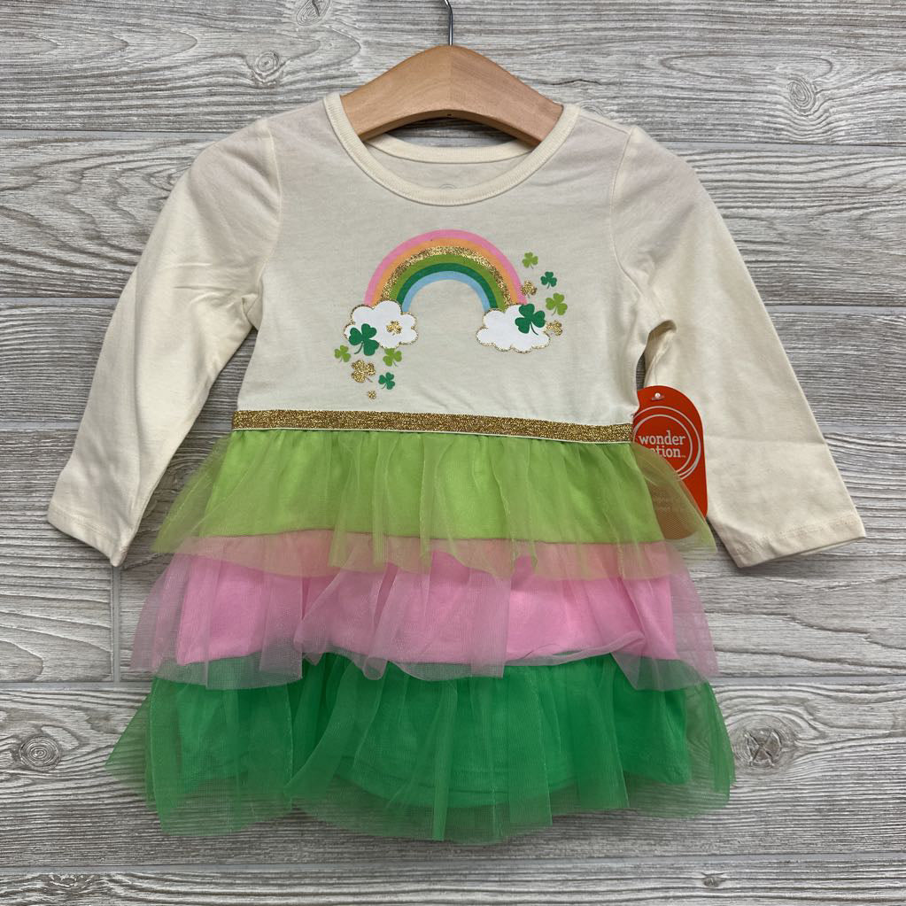 NEW LS Tutu Dress Shamrock Rainbow 12M
