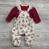 Flutter Strap Cord Overalls Flowers & LS Ribbed Shirt 9M