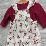 Flutter Strap Cord Overalls Flowers & LS Ribbed Shirt 9M