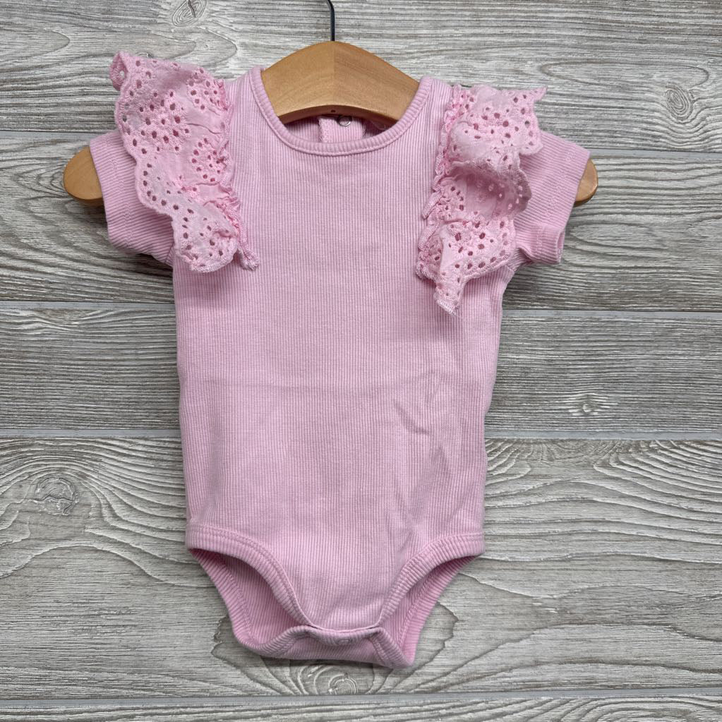 Ribbed Eyelet Flutter Bodysuit 12M