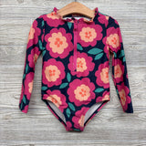 LS 1/4 Zip Swimsuit Flowers 3T