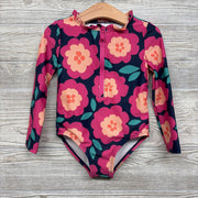 LS 1/4 Zip Swimsuit Flowers 3T
