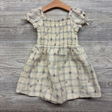 Smocked Puff Sleeve Plaid Dress Cherries 4T