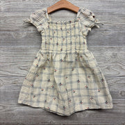 Smocked Puff Sleeve Plaid Dress Cherries 4T