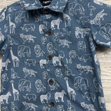 Button Up Shirt Tigers Lions Rhinos 3T