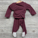 LS Side Snap Bodysuit & Footed Pants Animal Print 6M