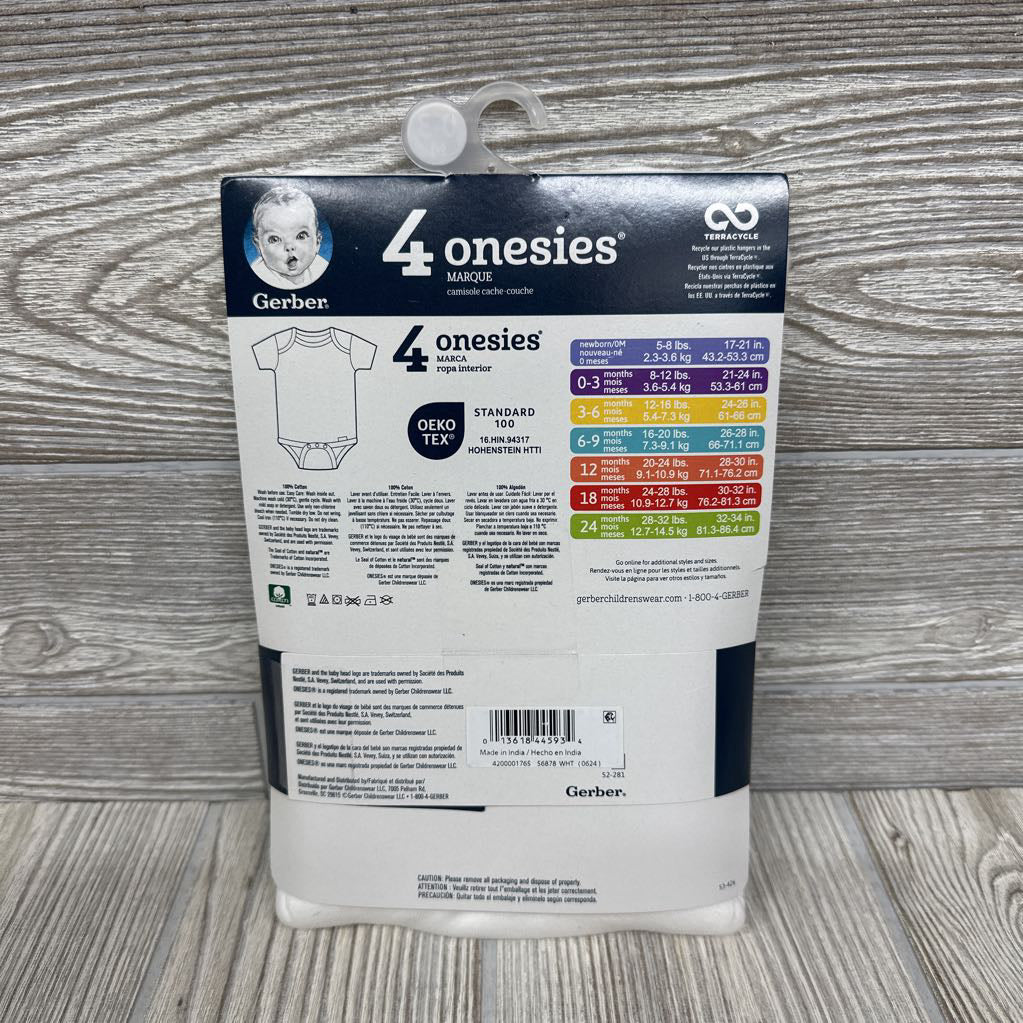 NEW 4 Pk Onesie Solid