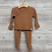 LS Waffle Knit Side Snap Shirt & Footed Pants 9M