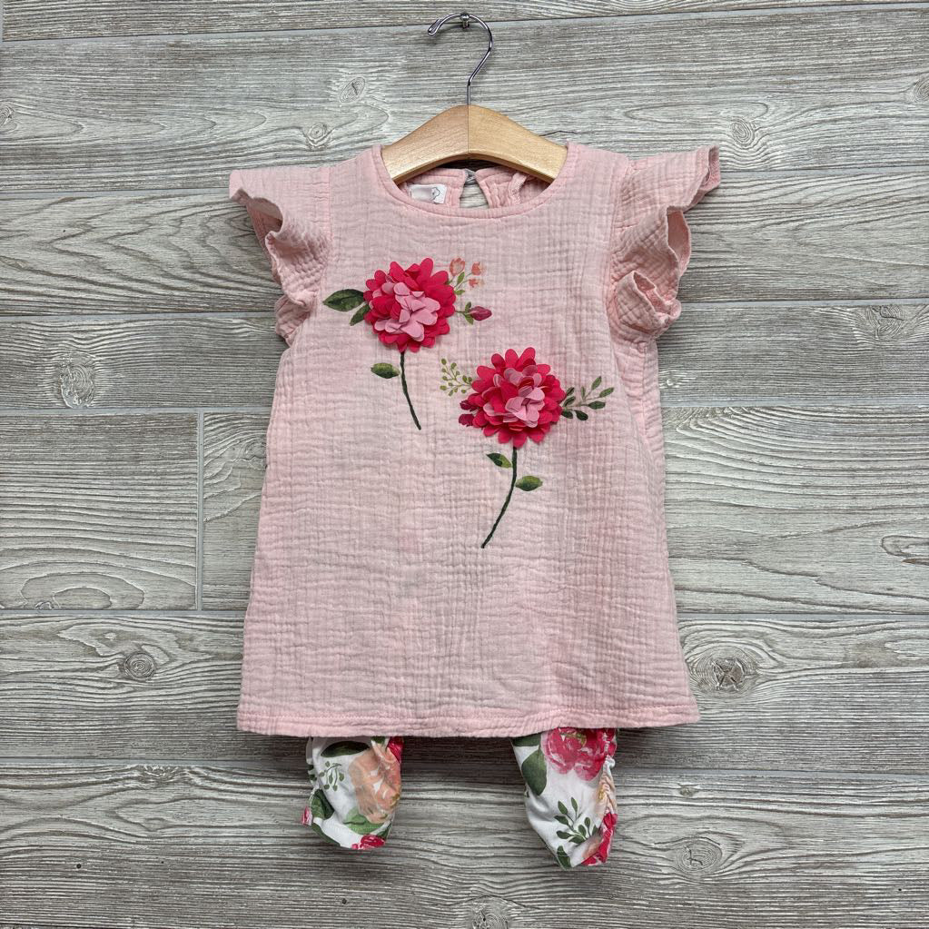 Muslin Flutter Sleeve Tunic & Leggings Flowers 5T