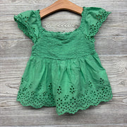 Flutter Sleeve Eyelet Smocked Shirt 6-7