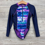 LS Zip Up Swimsuit Flowers Palm Trees 6-6X