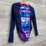 LS Zip Up Swimsuit Flowers Palm Trees 6-6X