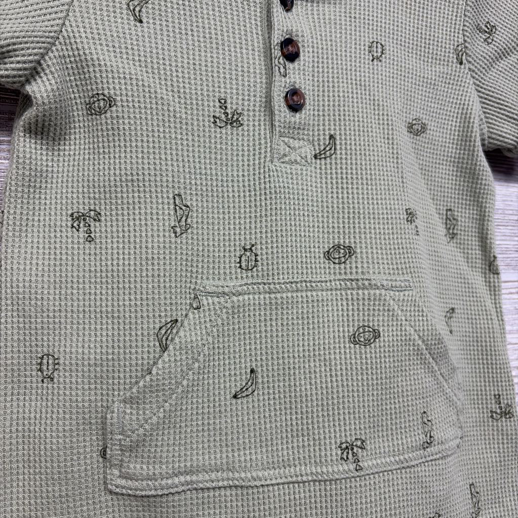Waffle Knit Henley Shorty Romper Monkeys Bananas 9M