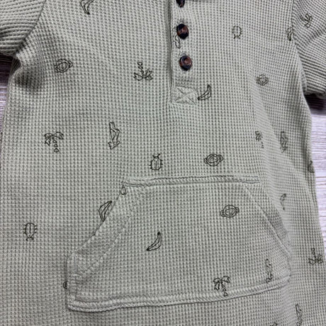 Waffle Knit Henley Shorty Romper Monkeys Bananas 9M