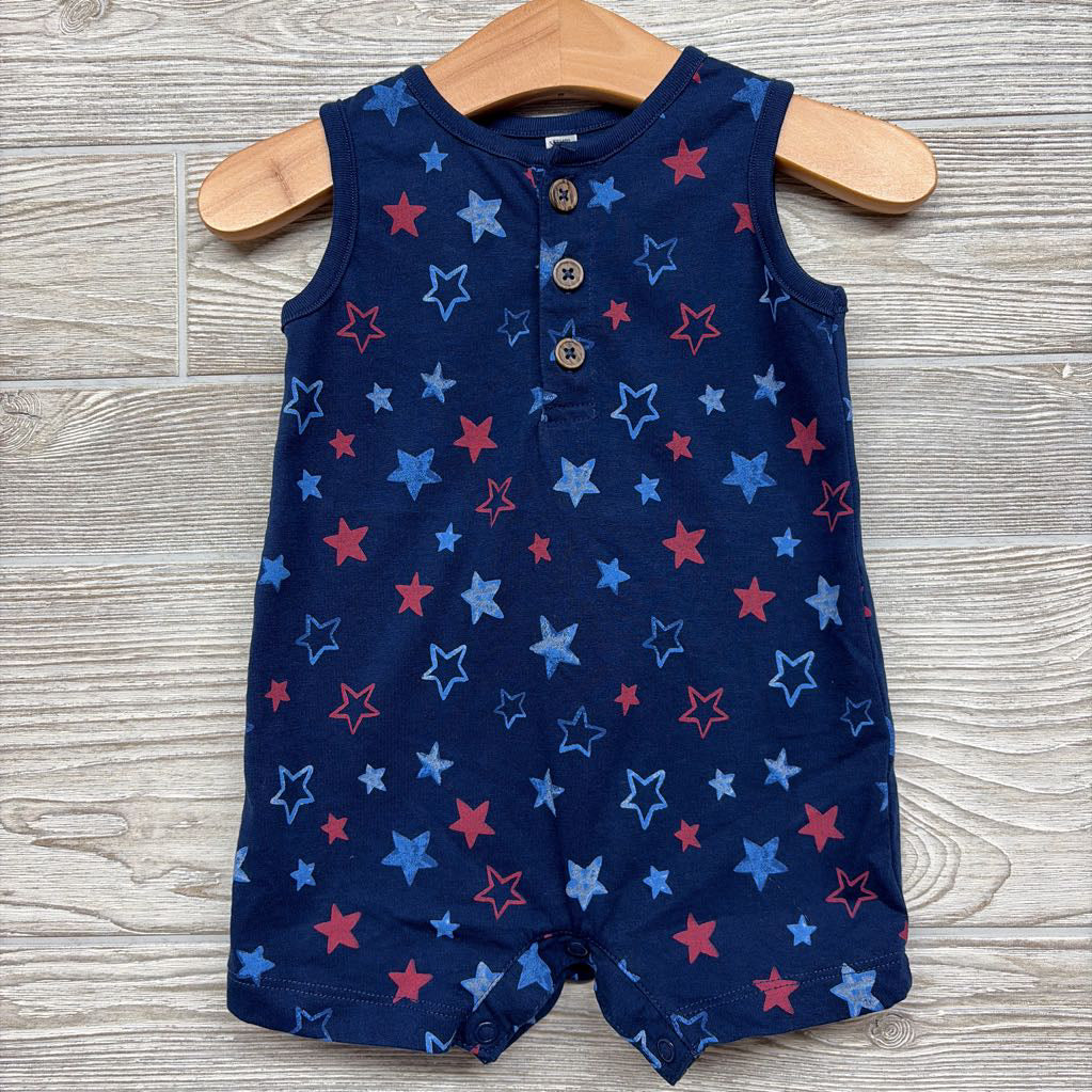 Tank Henley Shorty Romper Stars 9M