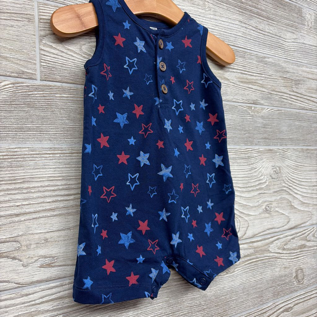 Tank Henley Shorty Romper Stars 9M