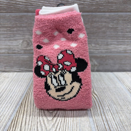 NEW Minnie Mid Crew Socks Fuzzy 4-8c