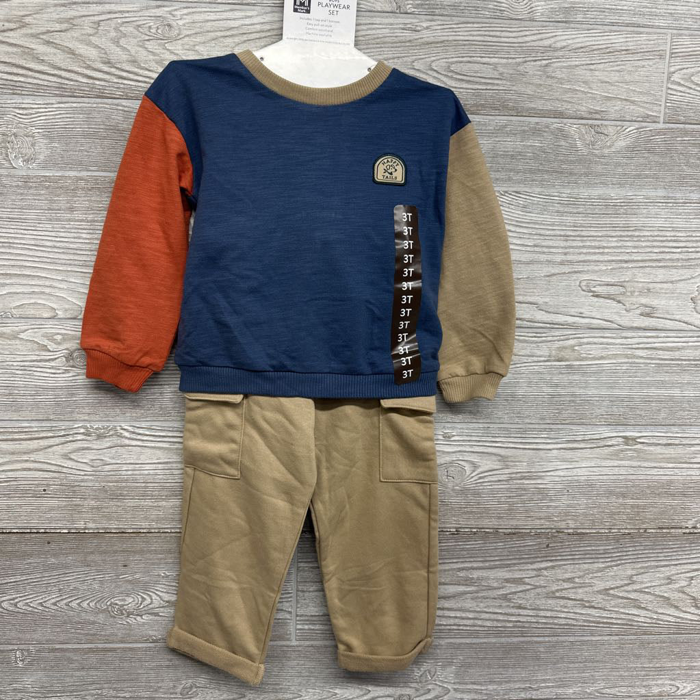 NEW Crewneck & French Terry Pants Cuffed Happy Tails 3T