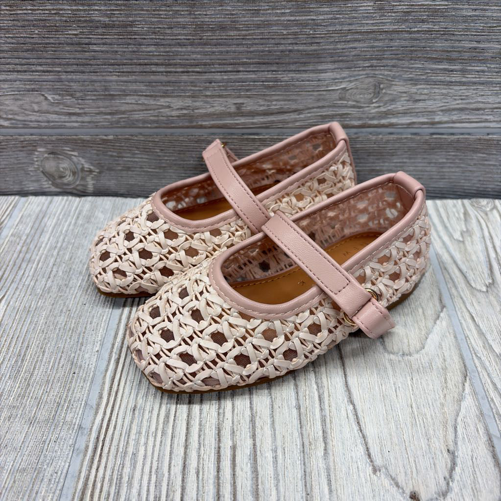 Basket Weave Flats W/ Velcro Strap 5C