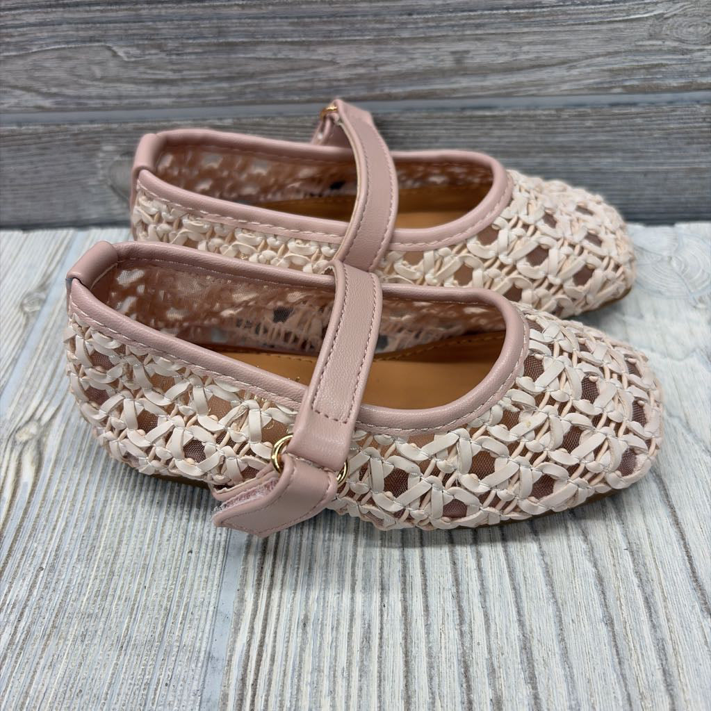 Basket Weave Flats W/ Velcro Strap 5C