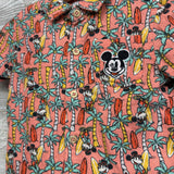 Linen Blend Button Up Shirt & Pull On Shorts Mickey Mouse Surf Boards 3T