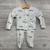 LS Ribbed Snap Shirt & Footed Pants Campers 0-3M