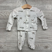 LS Ribbed Snap Shirt & Footed Pants Campers 0-3M