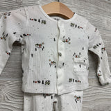 LS Ribbed Snap Shirt & Footed Pants Campers 0-3M