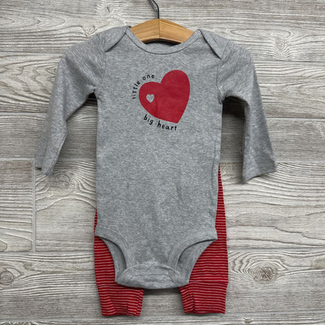 LS Bodysuit Little One Big Heart & Pants Stripes 9M