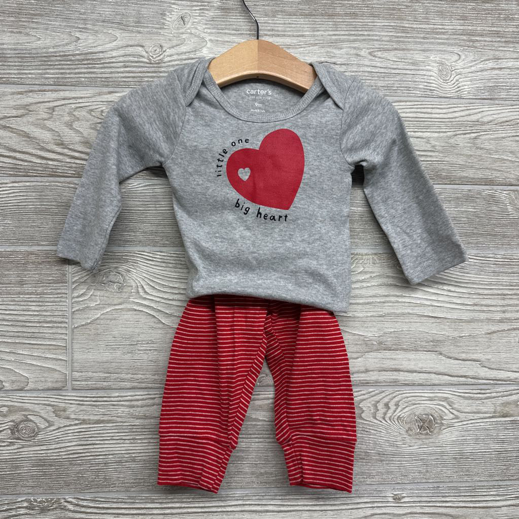 LS Bodysuit Little One Big Heart & Pants Stripes 9M