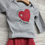 LS Bodysuit Little One Big Heart & Pants Stripes 9M