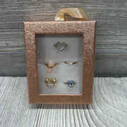 NEW 5 Pk Rings In Glitter Box