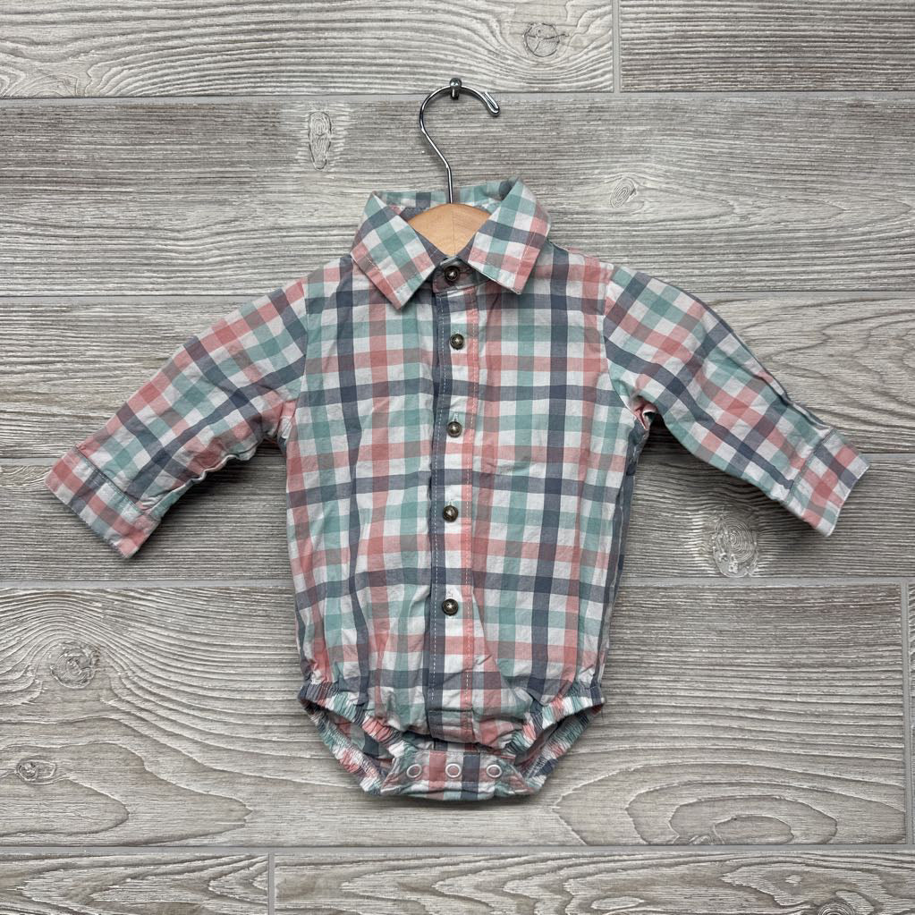 LS Plaid Button Up Bodysuit & Suspender Pants W/ Bowtie 3M