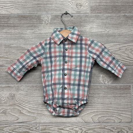 LS Plaid Button Up Bodysuit & Suspender Pants W/ Bowtie 3M