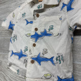 Button Up Shirt & Shorts Sharks Fish 3M