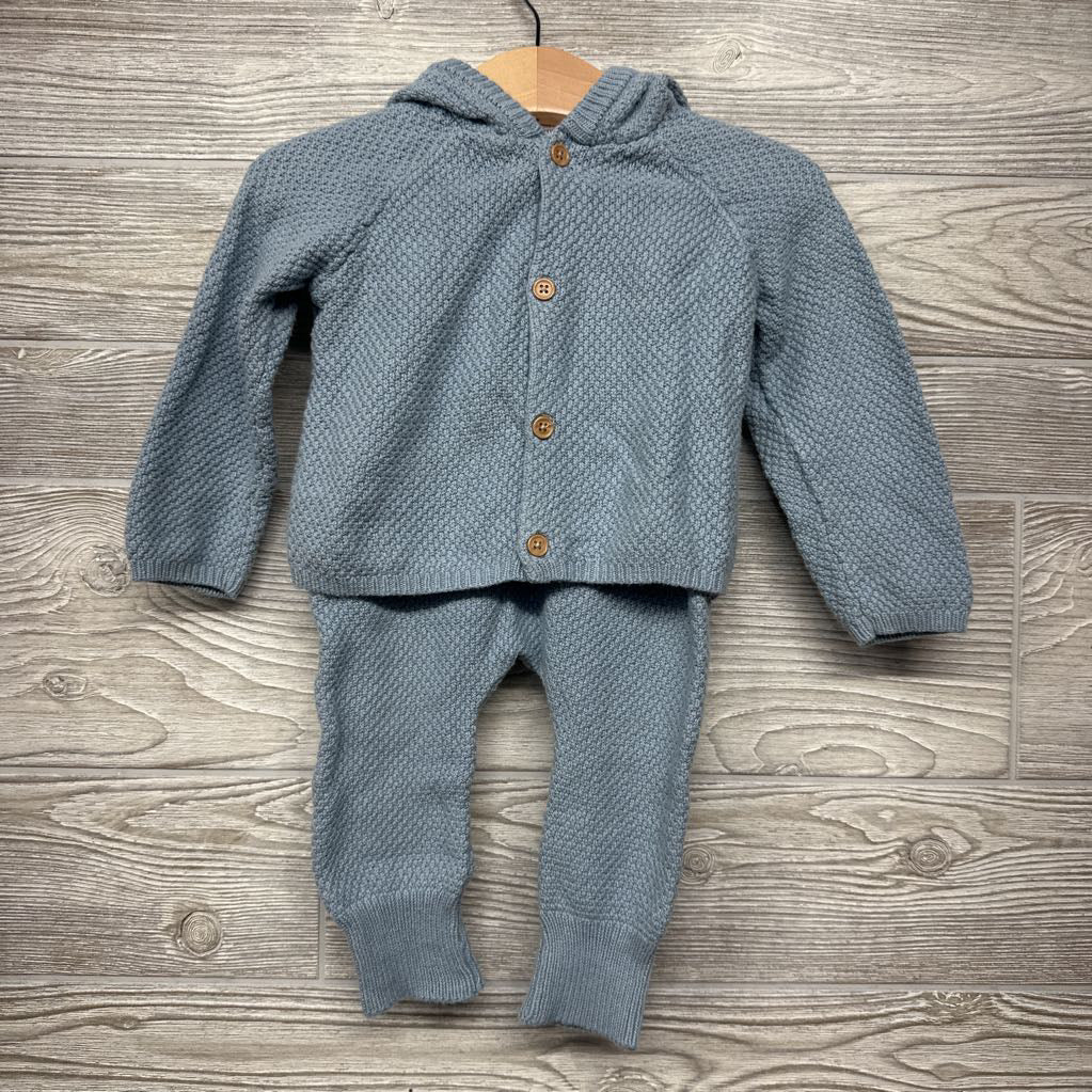 Knit Sweater Jacket W/ Hood & Pants 12M