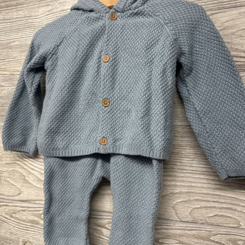 Knit Sweater Jacket W/ Hood & Pants 12M