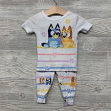 2 Pc PJs Stripes Flowers 18M