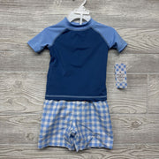 NEW Rash Guard & Swim Trunks Gingham 12M