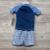 NEW Rash Guard & Swim Trunks Gingham 12M